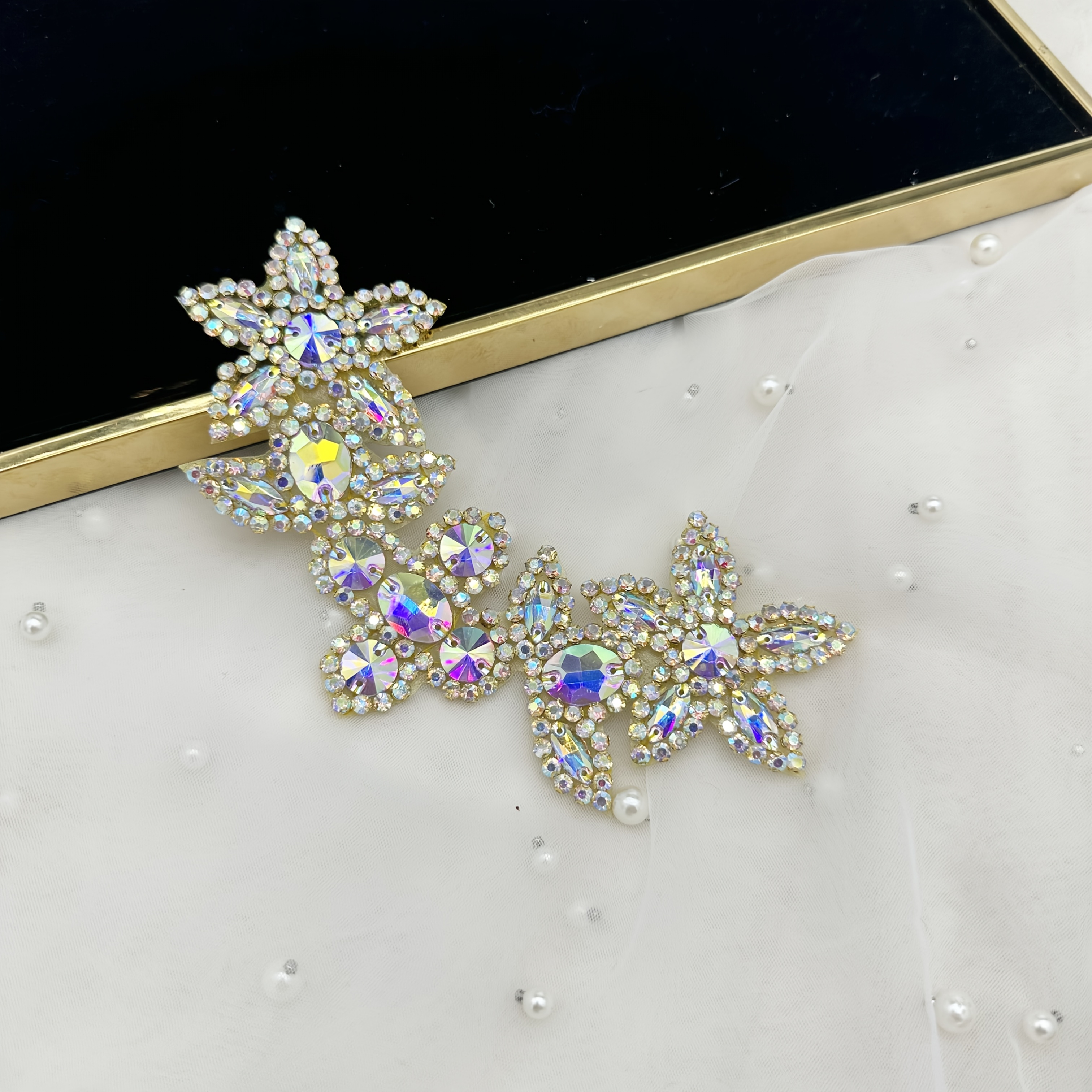 Crystal Glass Buckle Hand-Sewn Drill Flower for Dresses